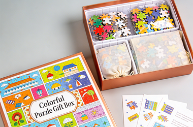 Custom jigsaw puzzles made of high-density blue board for retail and promotional gifts