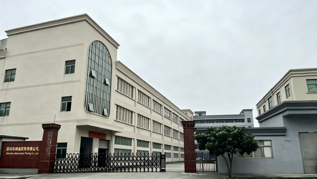 Exterior view of MOJOCARDO professional custom card printing factory building.